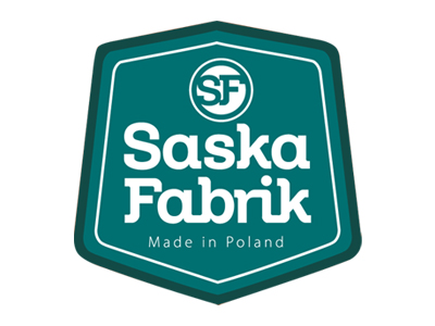 Projekt logotypu firmy Saska Fabric i identyfikacja wizualna.
