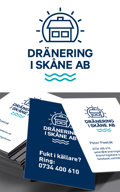 Logo dla firmy zajmującej się osuszaniem budynków DRANERING I SKANE AB